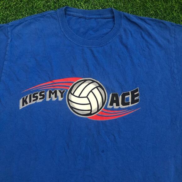 Blue ‘Kiss My Ace’ Volleyball Graphic Number Tee - Picture 3 of 3
